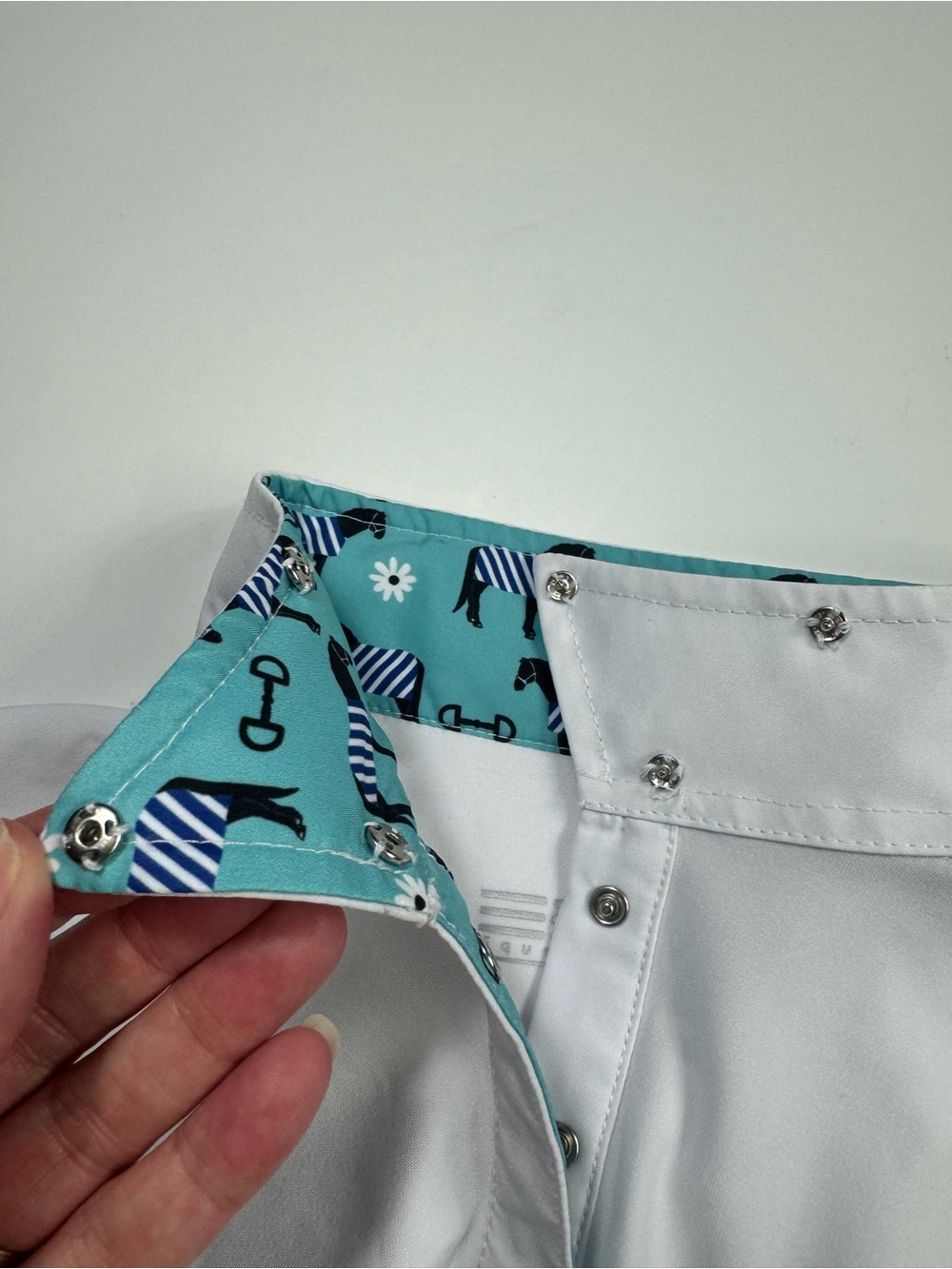 ROMFH Equestrian Chill Factor Long Sleeve Show Shirt XL White Horse Print Collar - Picture 16 of 16